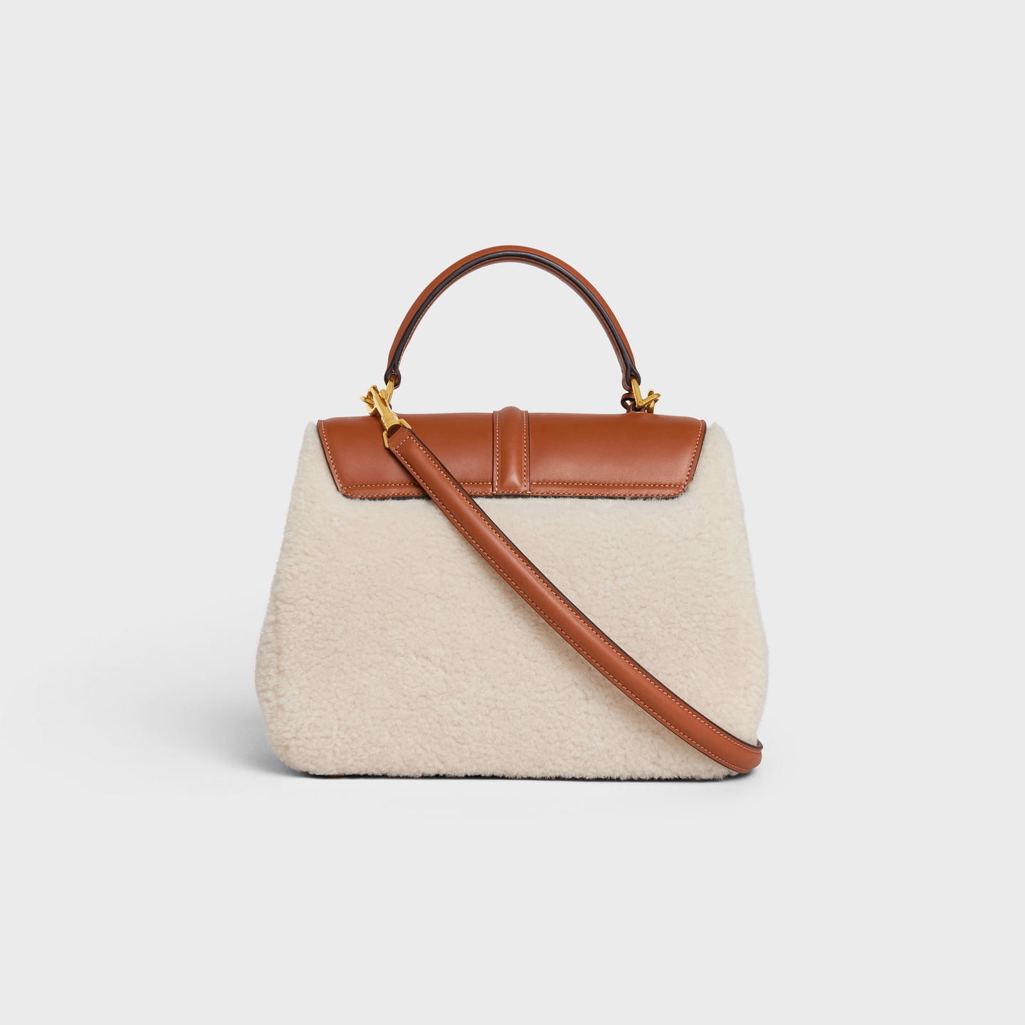 CELINE Small 16 Bag in SHEARLING AND natural CALFSKIN 112383ESB.02NT