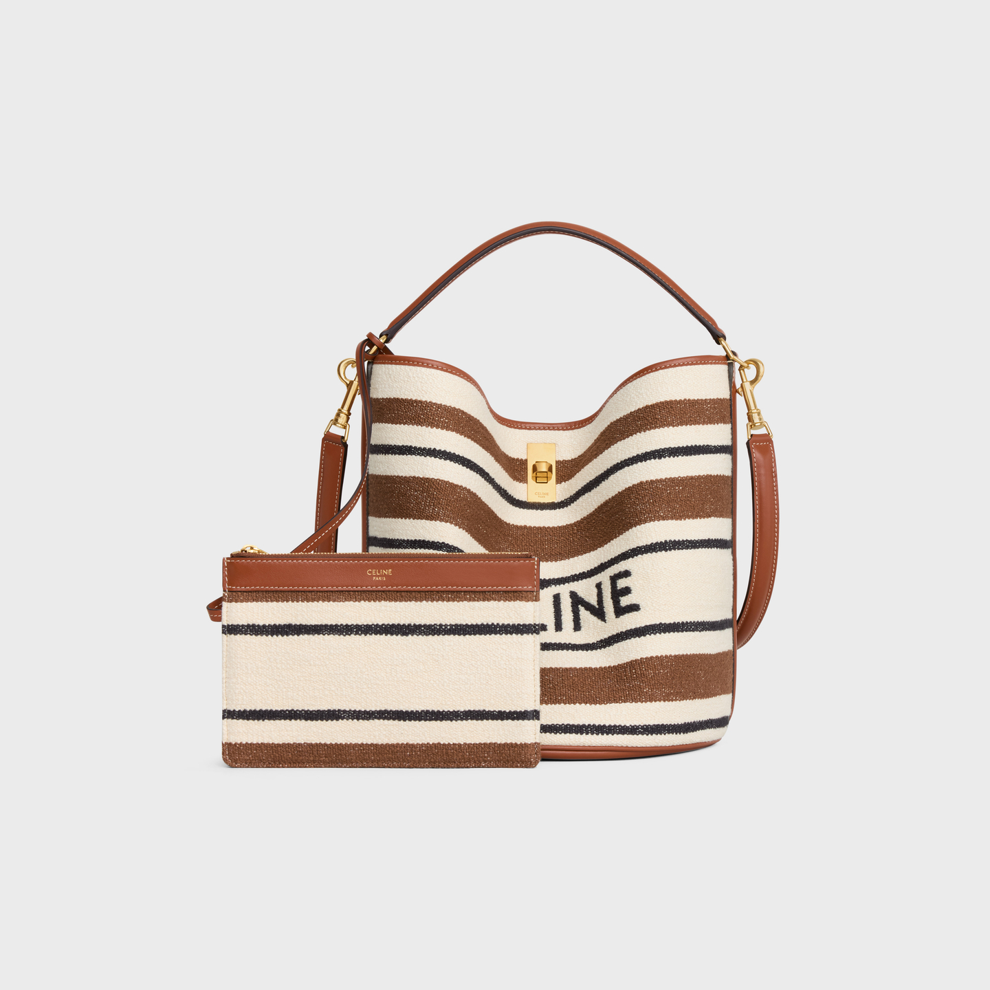 CELINE Bucket 16 Bag in striped textile with celine JACQUARD 195572FN8.14ML