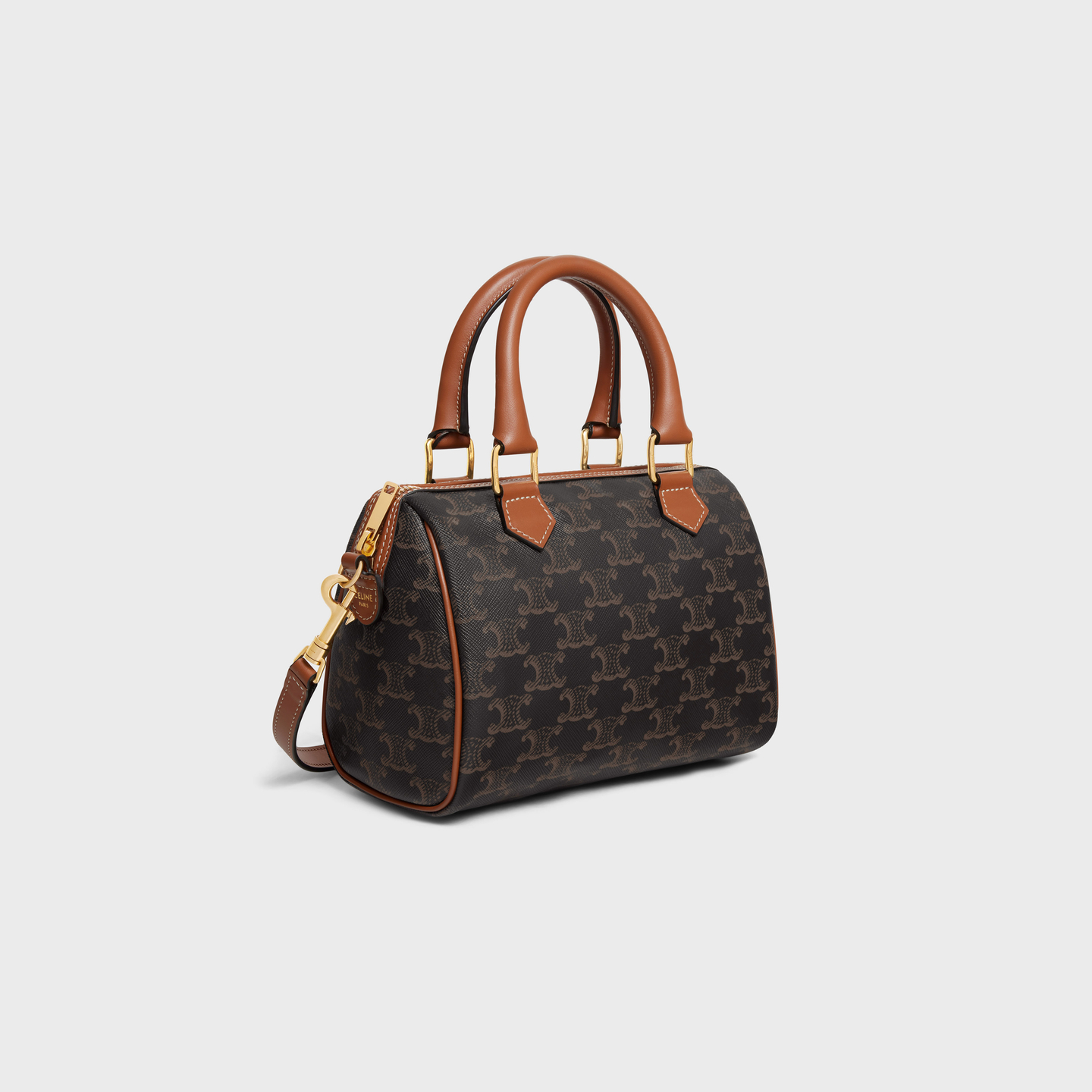 CELINE SMALL BOSTON in Triomphe Canvas and calfskin 113772CAS.04LU