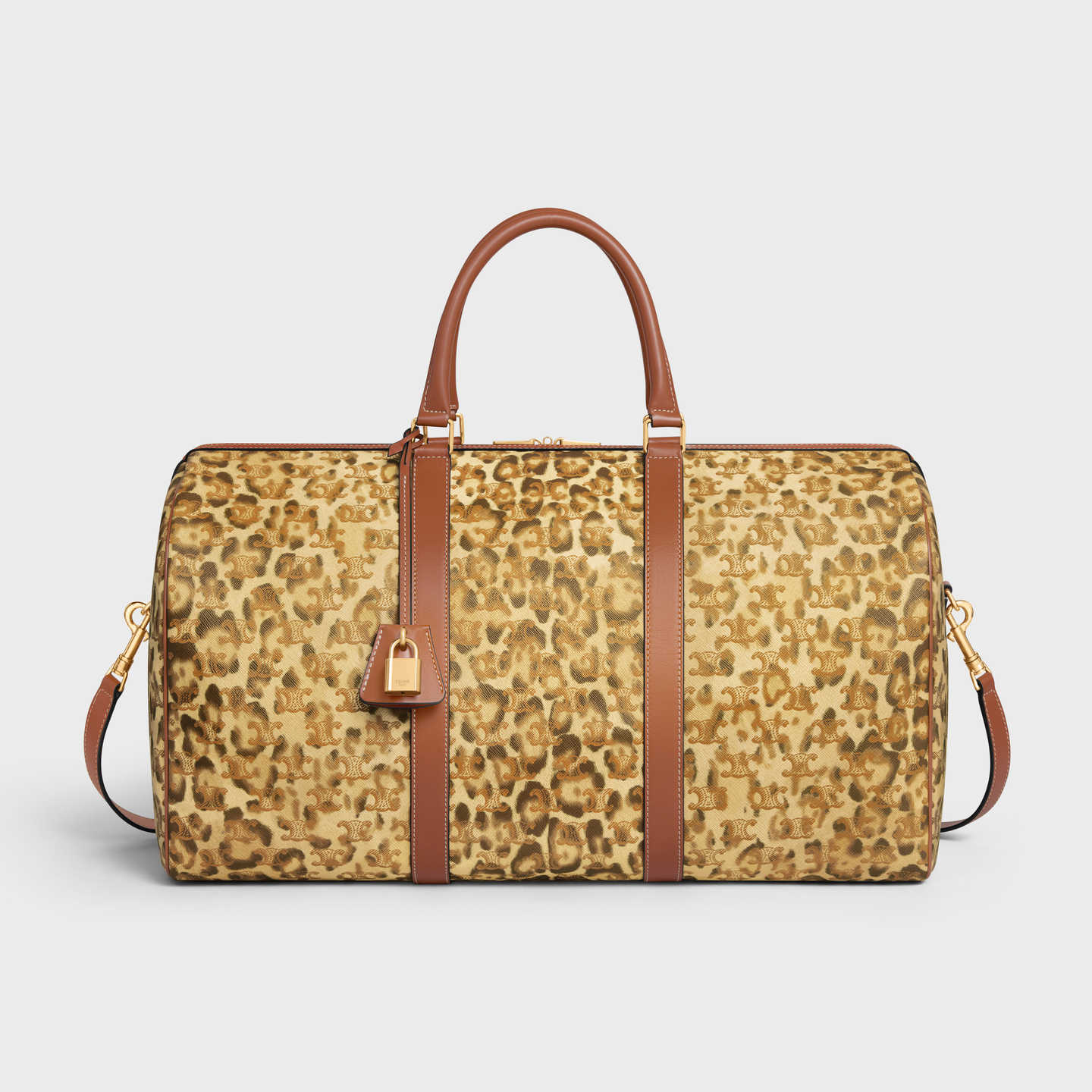 CELINE Large Travel Bag in Triomphe Canvas with leopard print 190672FM6.19LE