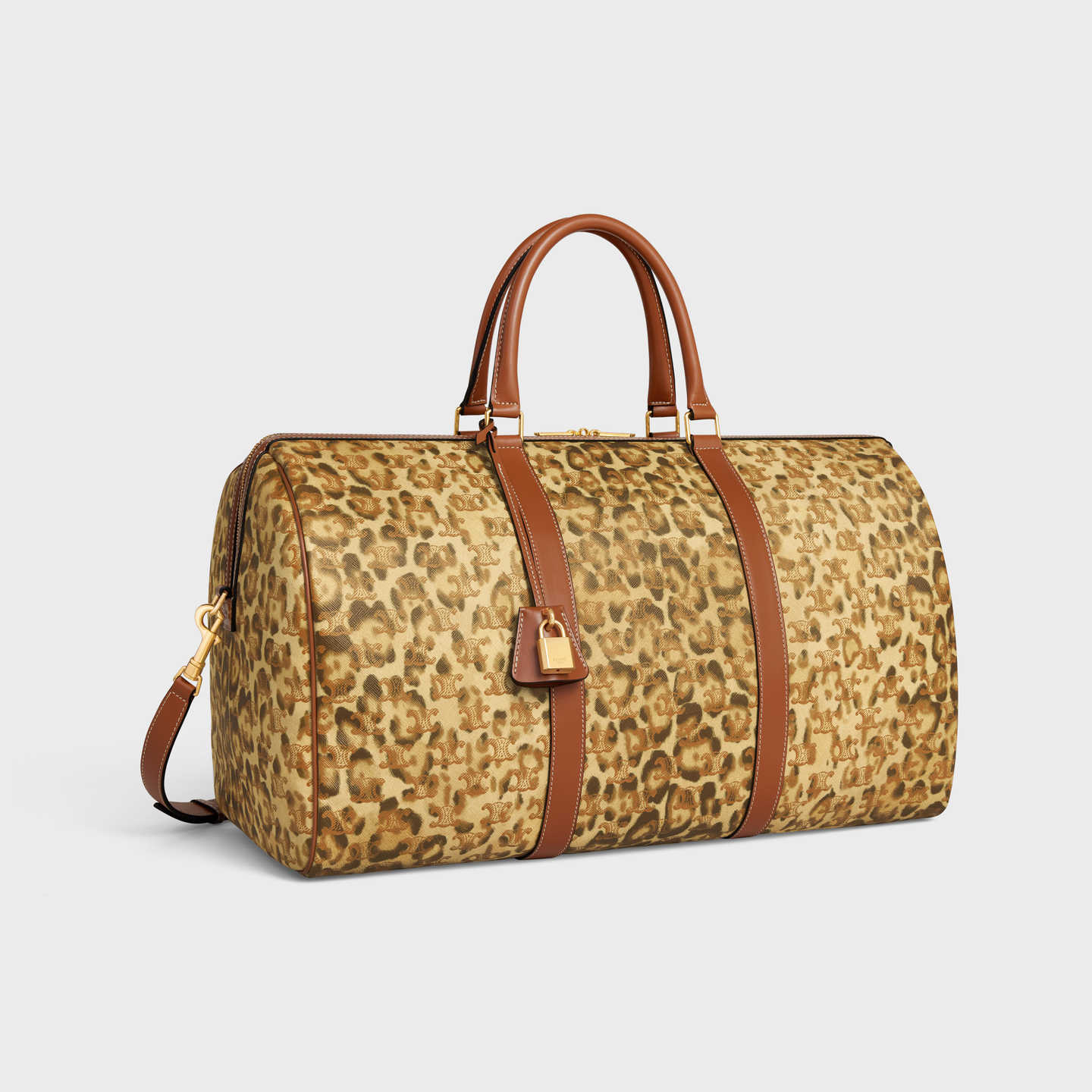 CELINE Large Travel Bag in Triomphe Canvas with leopard print 190672FM6.19LE