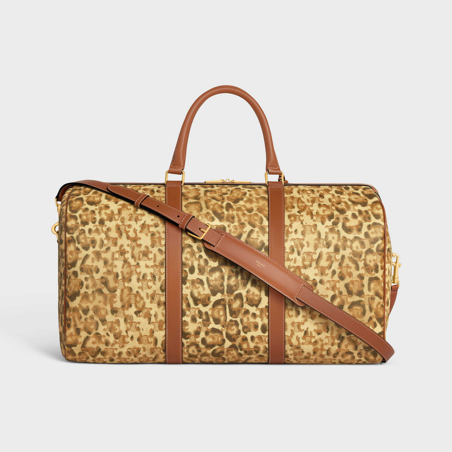 CELINE Large Travel Bag in Triomphe Canvas with leopard print 190672FM6.19LE