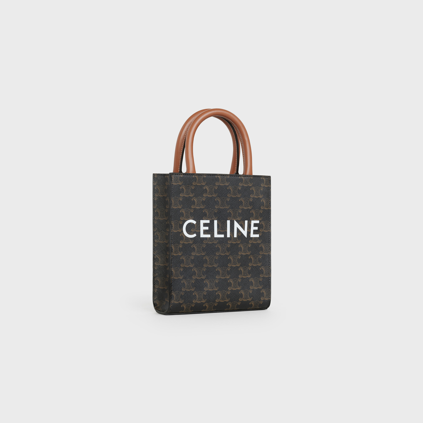 CELINE Mini Vertical Cabas in Triomphe Canvas and calfskin with Celine print 194372BZK.04LU