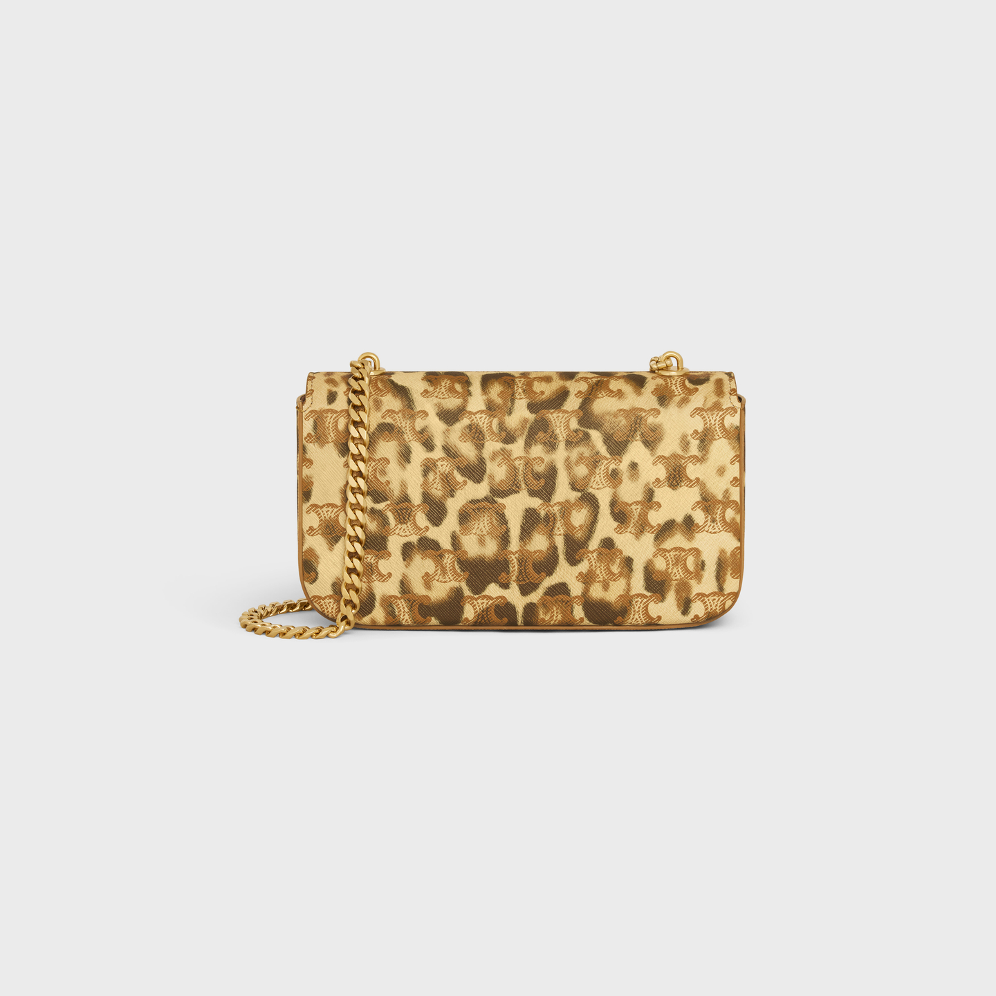 CELINE CHAIN SHOULDER BAG CLAUDE in Triomphe Canvas with leopard print 115202FP3.19LE