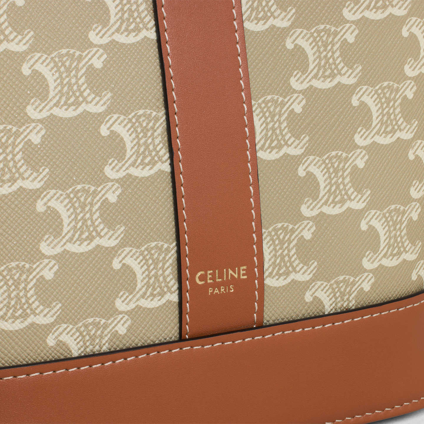 CELINE Small Bucket in Triomphe Canvas and calfskin 191442FLC.02GR