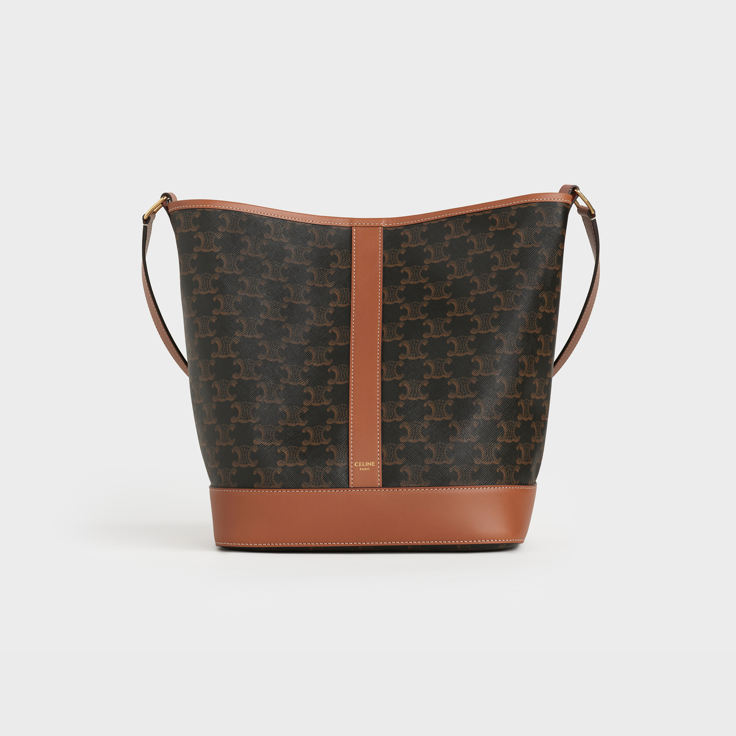 CELINE Medium Bucket in Triomphe Canvas and calfskin 191132CAS.04LU