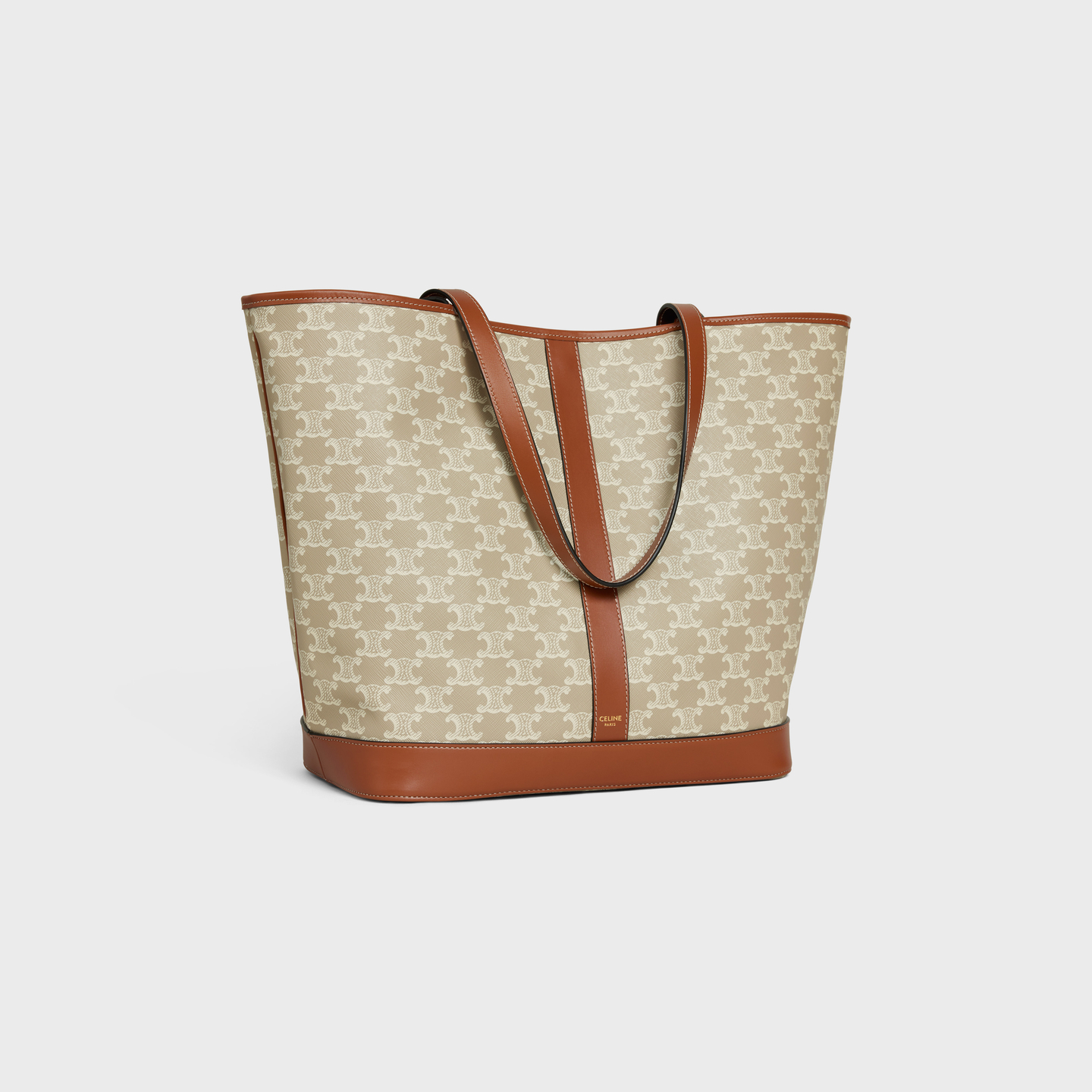 CELINE MEDIUM CABAS in Triomphe Canvas and calfskin 115072FLC.02GR