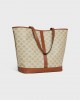 CELINE MEDIUM CABAS in Triomphe Canvas and calfskin 115072FLC.02GR