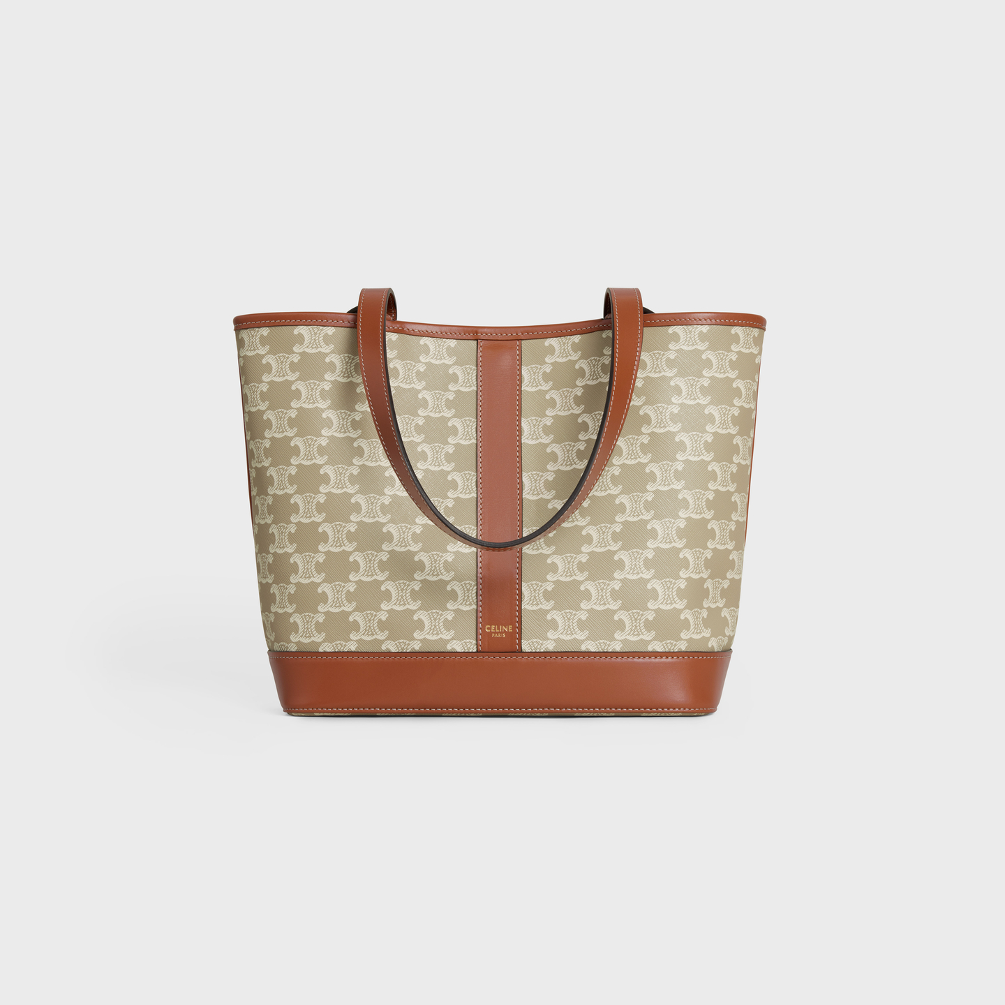 CELINE SMALL CABAS in Triomphe Canvas and calfskin 115082FLC.02GR