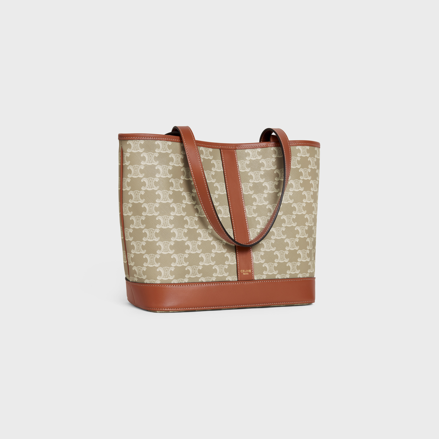 CELINE SMALL CABAS in Triomphe Canvas and calfskin 115082FLC.02GR