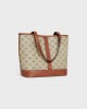 CELINE SMALL CABAS in Triomphe Canvas and calfskin 115082FLC.02GR