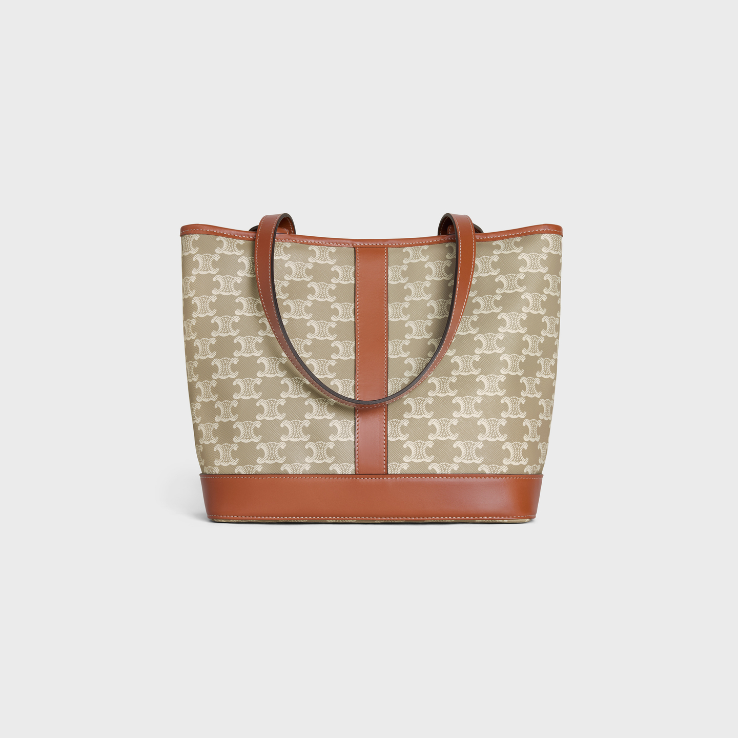 CELINE SMALL CABAS in Triomphe Canvas and calfskin 115082FLC.02GR