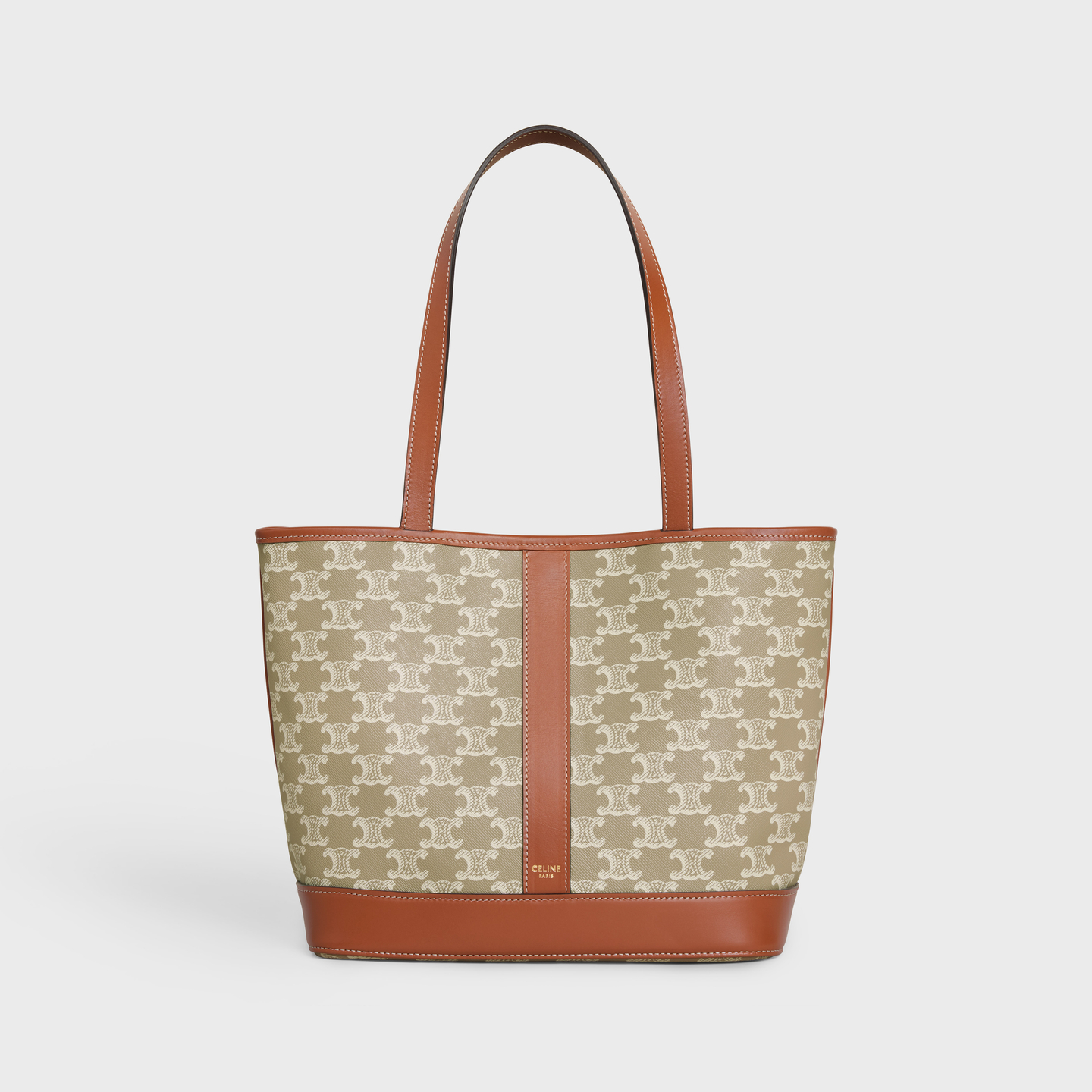 CELINE SMALL CABAS in Triomphe Canvas and calfskin 115082FLC.02GR