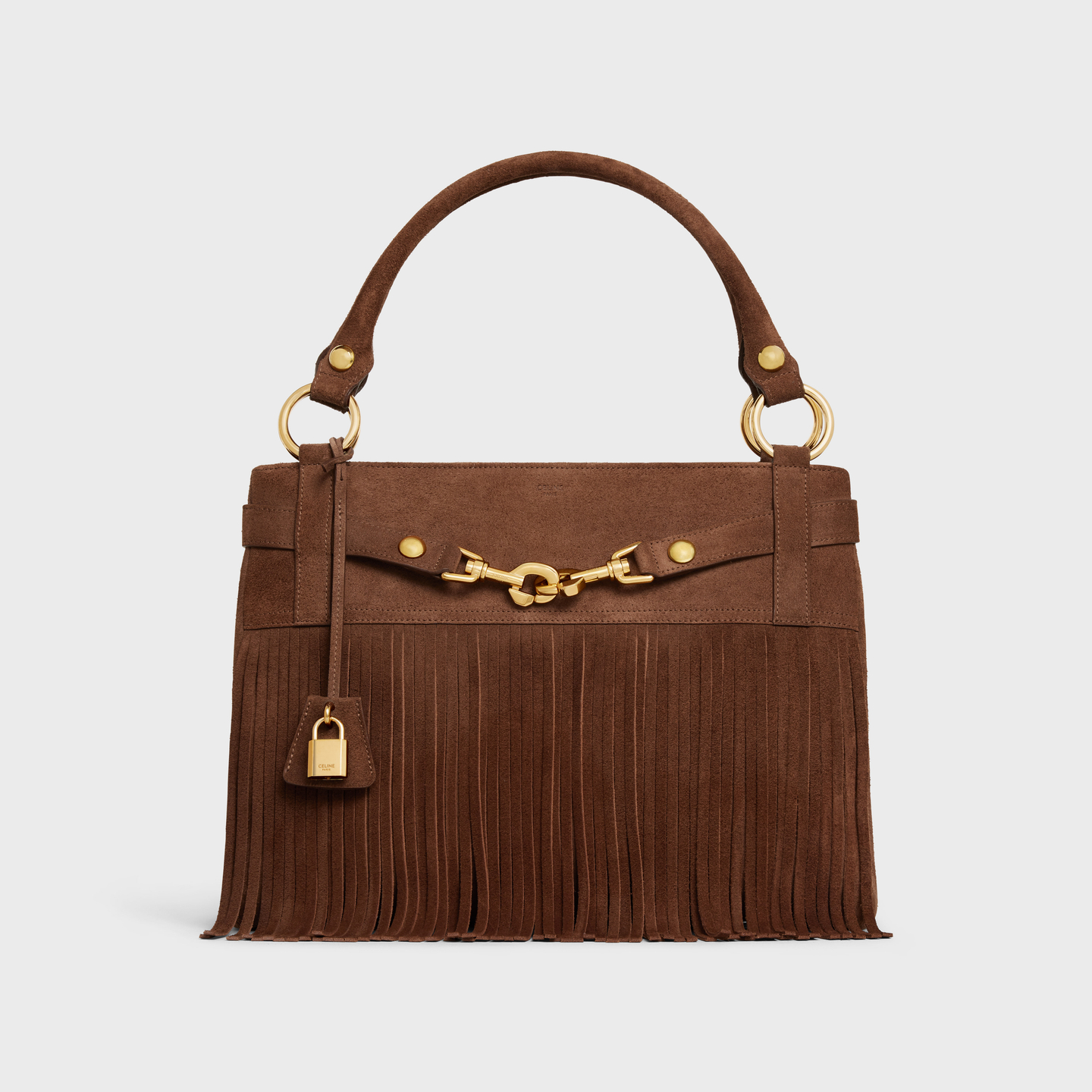 CELINE MEDIUM ANNABEL BAG WITH FRINGES in SUEDE CALFSKIN 114113EZS.19BR