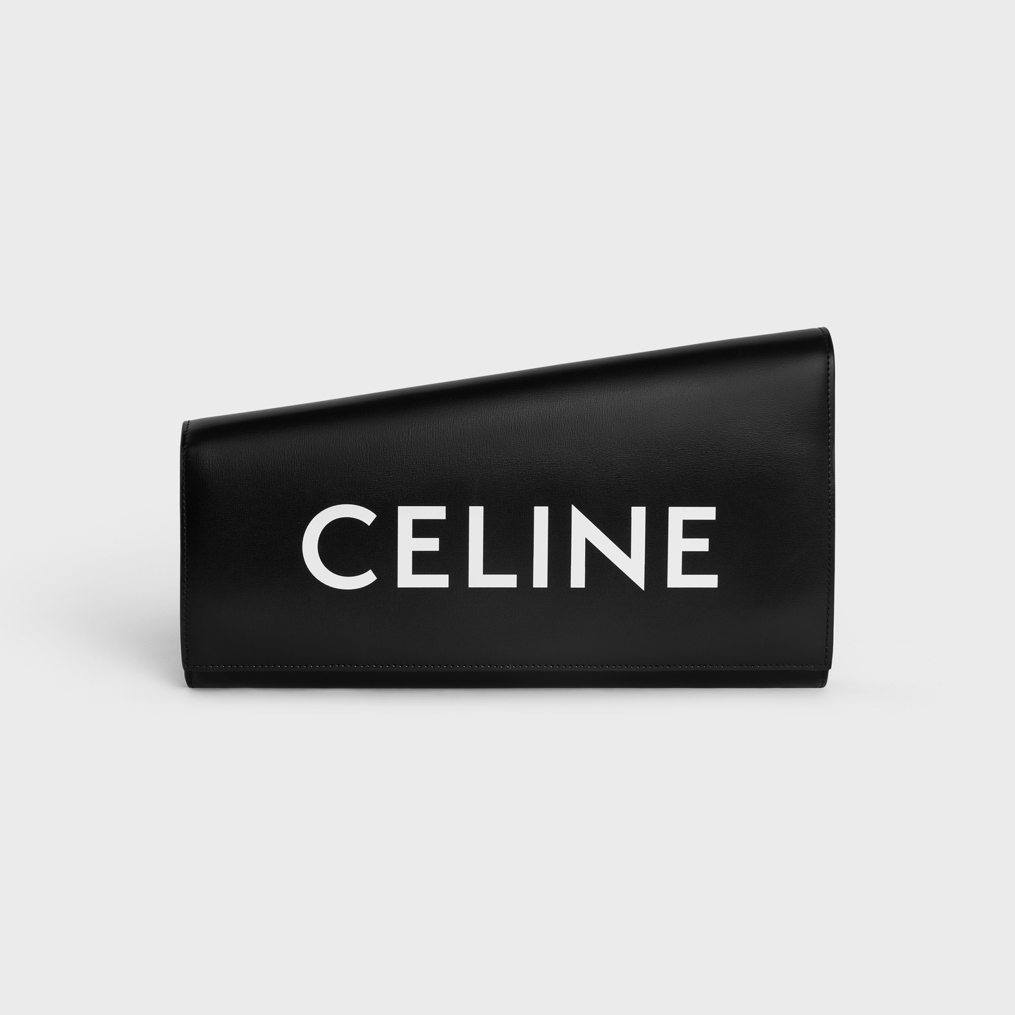 CELINE ASYMETRIC CLUTCH in SHINY CALFSKIN WITH CELINE PRINT 110763EPT.38NO