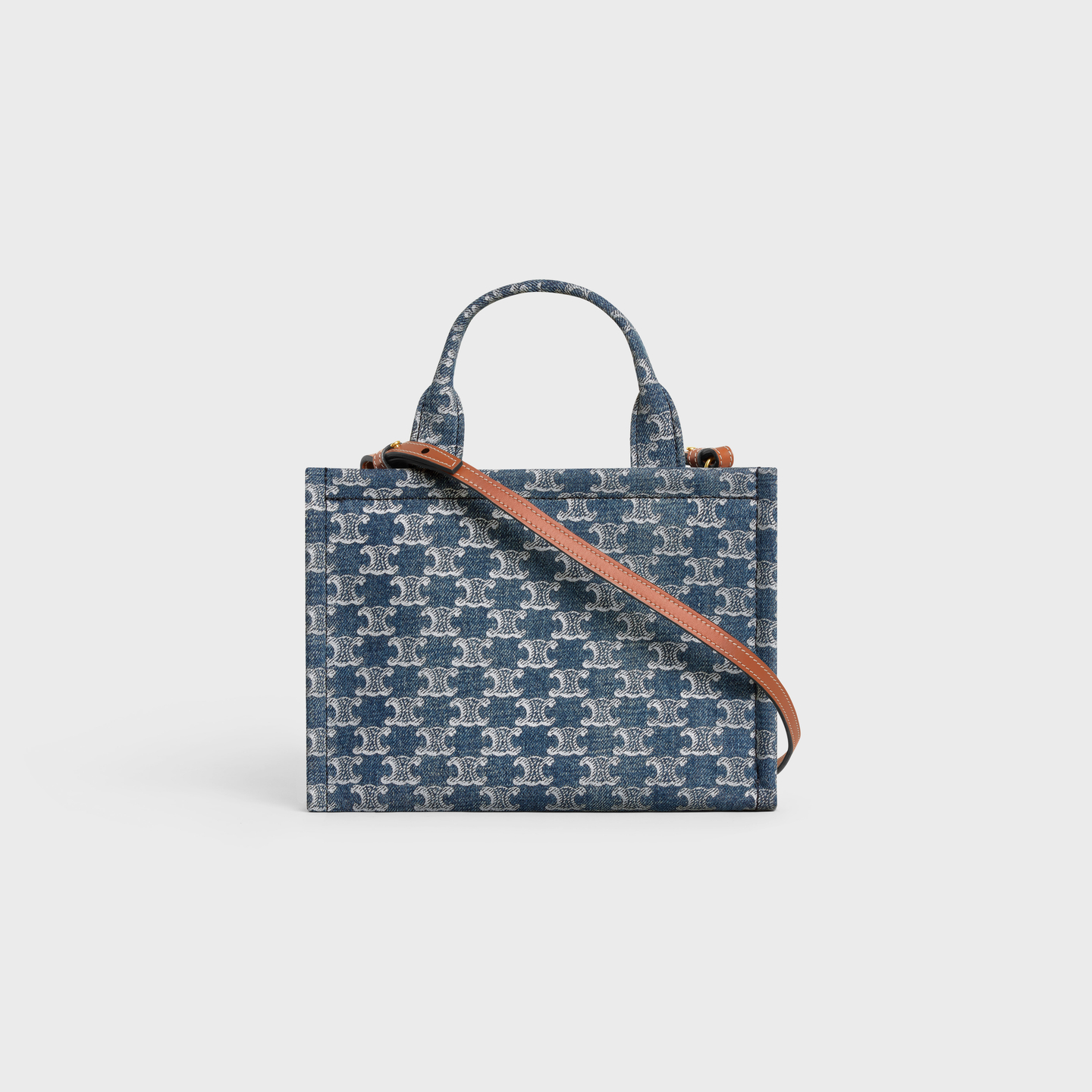 CELINE small cabas thais in DENIM WITH TRIOMPHE ALLOVER and calfskin 199162FRG.05DS