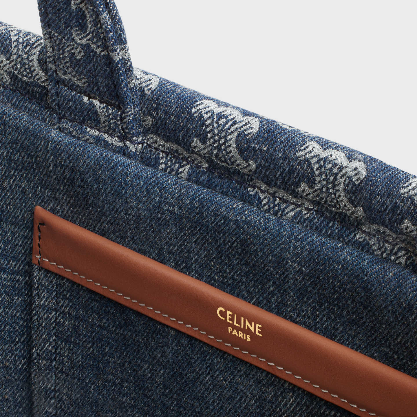 CELINE small cabas thais in DENIM WITH TRIOMPHE ALLOVER and calfskin 199162FRG.05DS