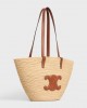 CELINE MEDIUM SUPPLE CELINE CLASSIC PANIER in Raffia and calfskin 114342FF7.04LU