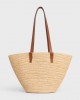 CELINE MEDIUM SUPPLE CELINE CLASSIC PANIER in Raffia and calfskin 114342FF7.04LU