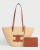 CELINE MEDIUM SUPPLE CELINE CLASSIC PANIER in Raffia and calfskin 114342FF7.04LU