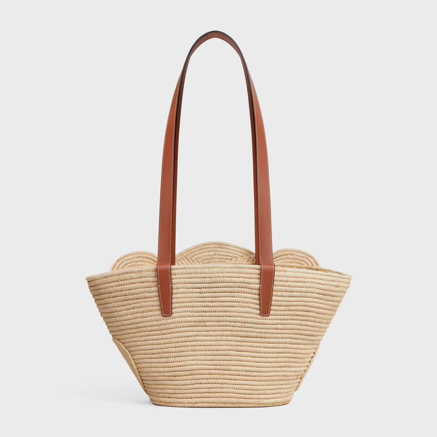 CELINE CELINE CLASSIC PANIER SMALL BRAIDED TRIOMPHE in RAFFIA and CALFSKIN 117022FWB.04LU