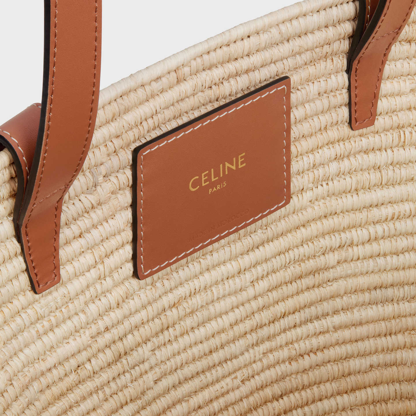 CELINE CELINE CLASSIC PANIER SMALL BRAIDED TRIOMPHE in RAFFIA and CALFSKIN 117022FWB.04LU