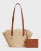 CELINE CELINE CLASSIC PANIER SMALL BRAIDED TRIOMPHE in RAFFIA and CALFSKIN 117022FWB.04LU