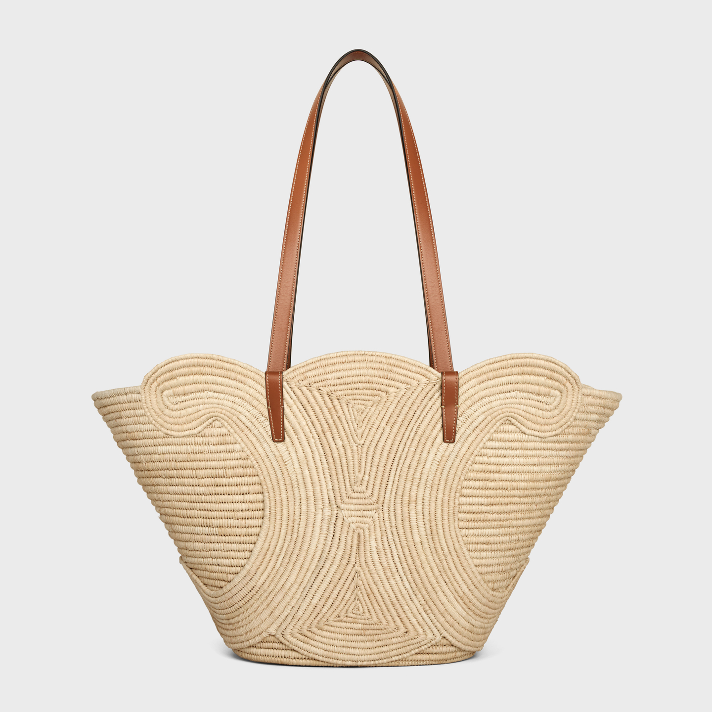 CELINE CELINE CLASSIC PANIER MEDIUM BRAIDED TRIOMPHE in RAFFIA and CALFSKIN 116982FWB.04LU