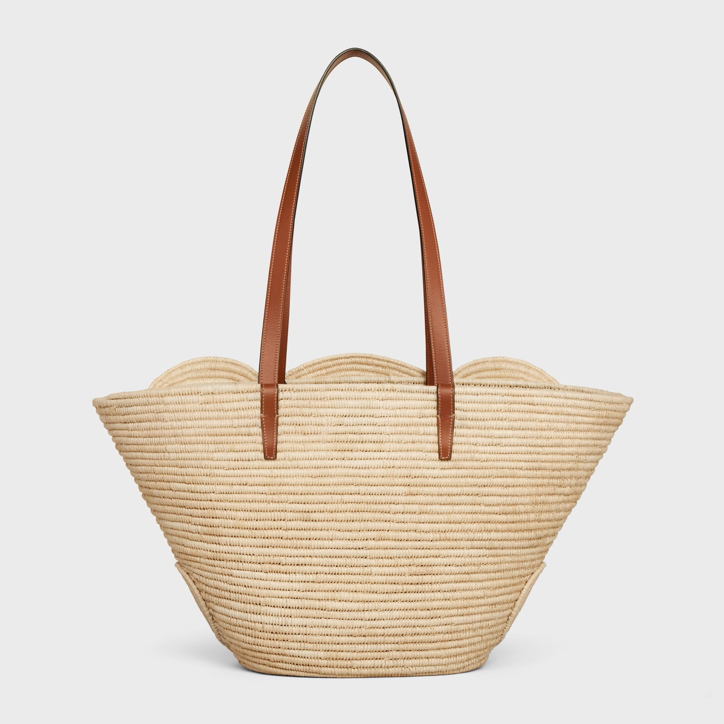 CELINE CELINE CLASSIC PANIER MEDIUM BRAIDED TRIOMPHE in RAFFIA and CALFSKIN 116982FWB.04LU