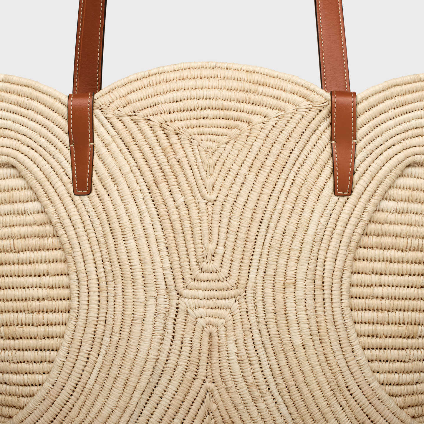 CELINE CELINE CLASSIC PANIER MEDIUM BRAIDED TRIOMPHE in RAFFIA and CALFSKIN 116982FWB.04LU