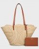 CELINE CELINE CLASSIC PANIER MEDIUM BRAIDED TRIOMPHE in RAFFIA and CALFSKIN 116982FWB.04LU