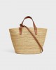 CELINE TEEN SUPPLE CELINE CLASSIC PANIER in Raffia and calfskin 115802FF7.04LU