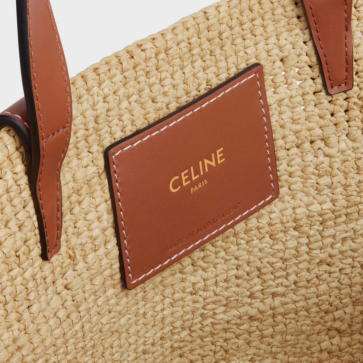 CELINE TEEN SUPPLE CELINE CLASSIC PANIER in Raffia and calfskin 115802FF7.04LU