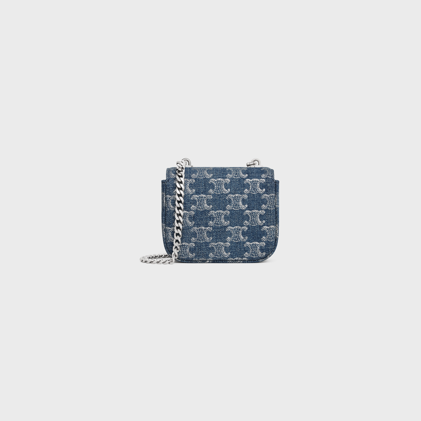 CELINE MINI CHAIN CLAUDE in DENIM WITH TRIOMPHE ALLOVER 10L842FIN.05DS