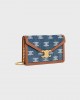 CELINE WALLET ON CHAIN MARGO in DENIM WITH TRIOMPHE ALLOVER EMBROIDERY AND CALFSKIN 10L462FE1.07AT