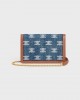 CELINE WALLET ON CHAIN MARGO in DENIM WITH TRIOMPHE ALLOVER EMBROIDERY AND CALFSKIN 10L462FE1.07AT