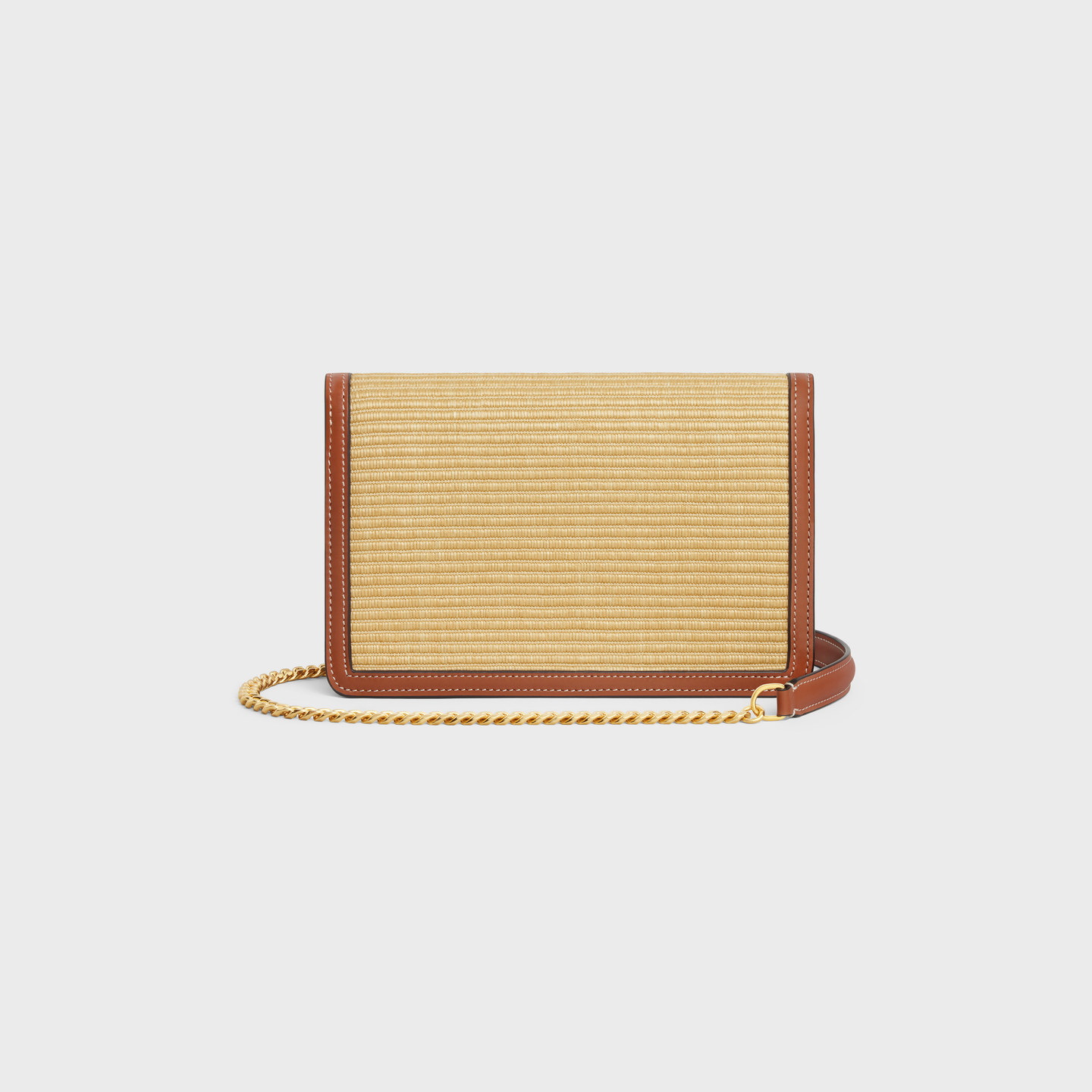 CELINE WALLET ON CHAIN MARGO in RAFFIA EFFECT TEXTILE and calfskin 10L462FIU.02NT