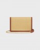 CELINE WALLET ON CHAIN MARGO in RAFFIA EFFECT TEXTILE and calfskin 10L462FIU.02NT