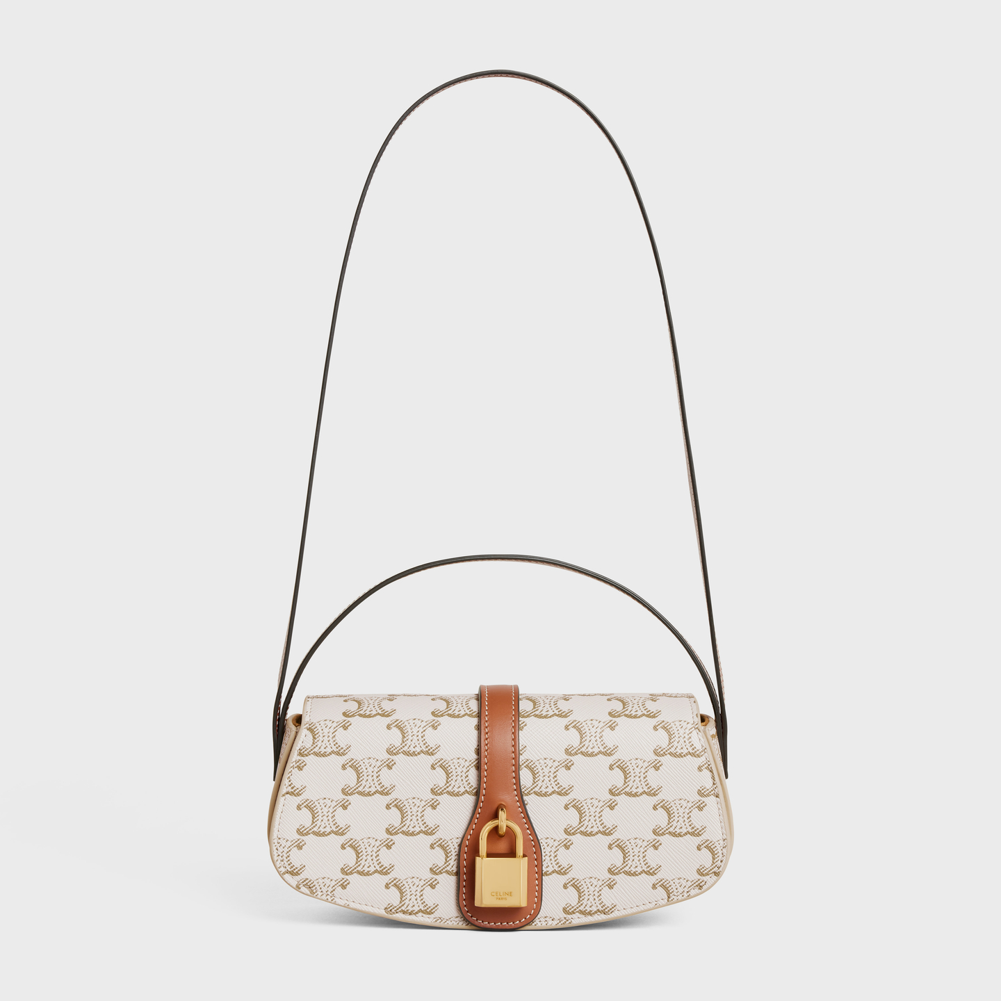 CELINE CLUTCH ON STRAP TABOU in Triomphe canvas and calfskin 10I592DQ2.01TA