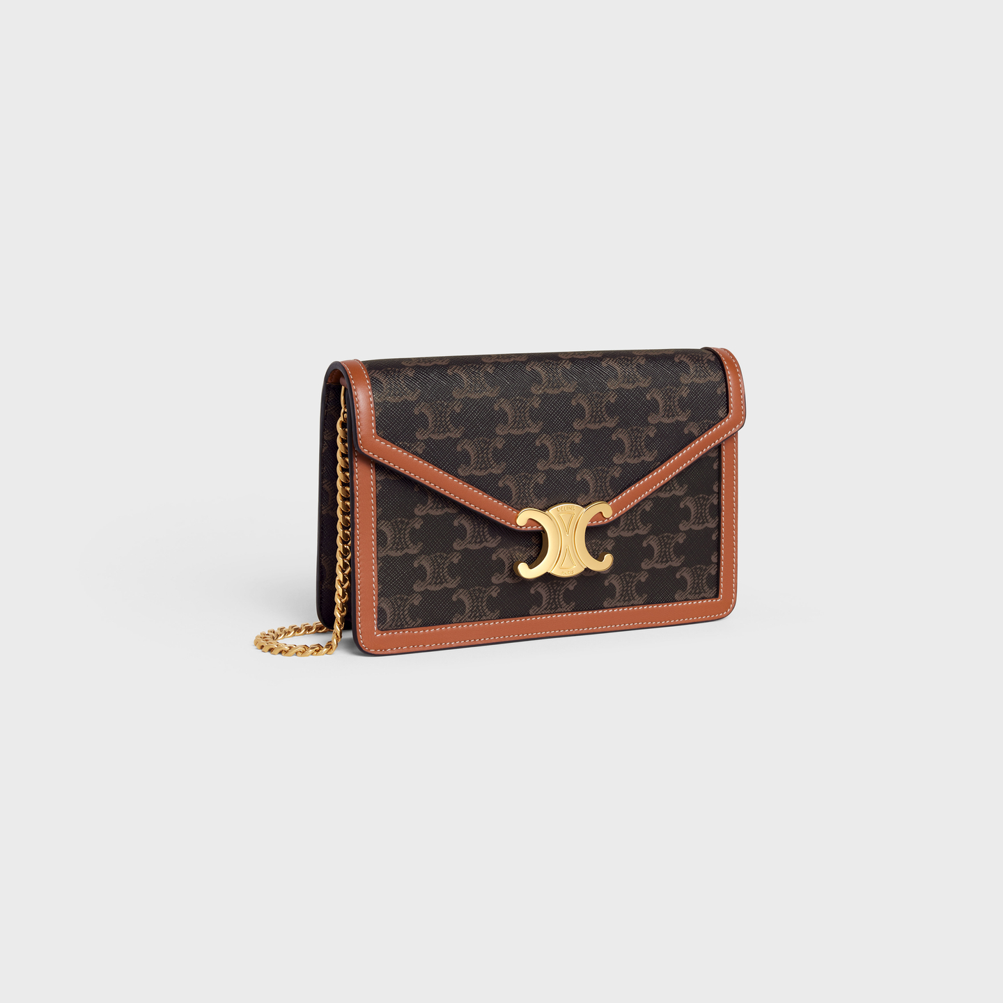 CELINE WALLET ON CHAIN MARGO in TRIOMPHE CANVAS and calfskin 10L462DQB.04LU