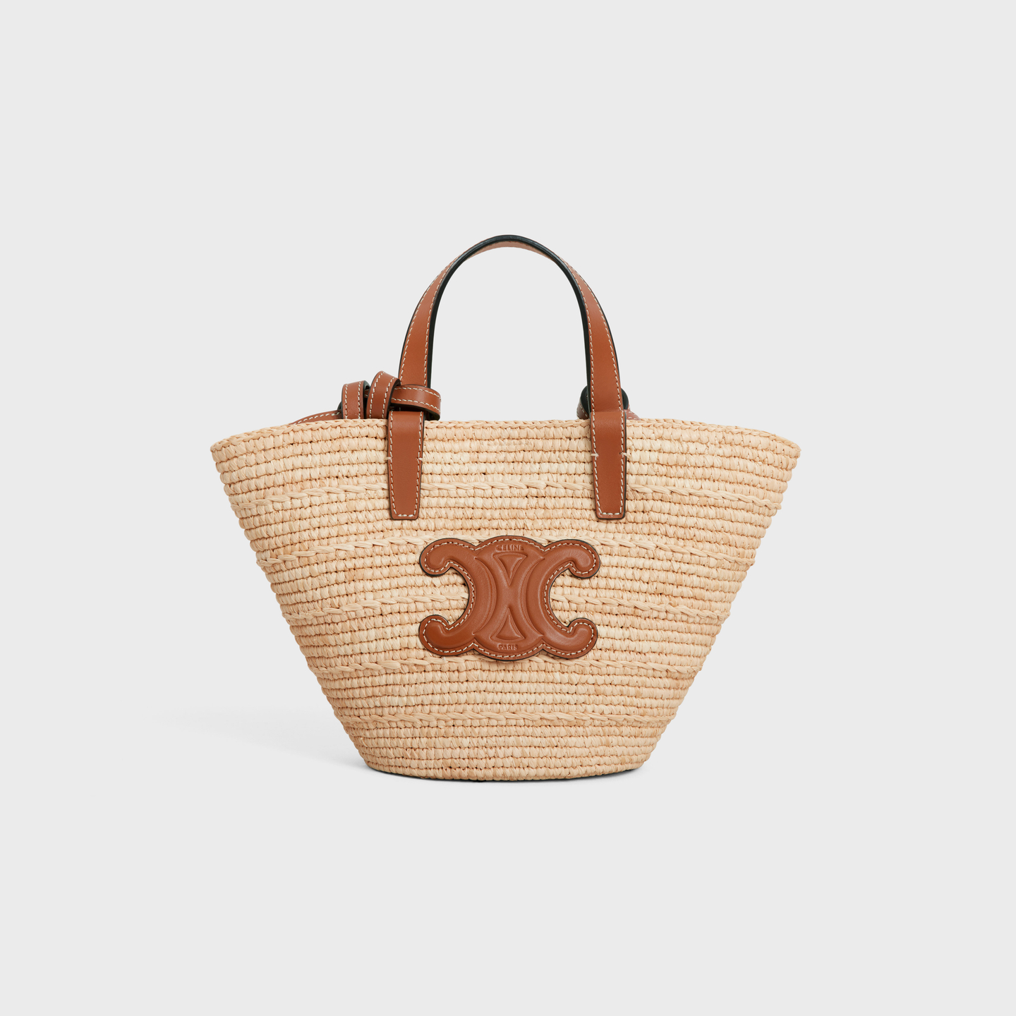 CELINE NANO SUPPLE CELINE CLASSIC PANIER in RAFFIA AND CALFSKIN 10M582DZ2.02NT