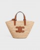 CELINE NANO SUPPLE CELINE CLASSIC PANIER in RAFFIA AND CALFSKIN 10M582DZ2.02NT