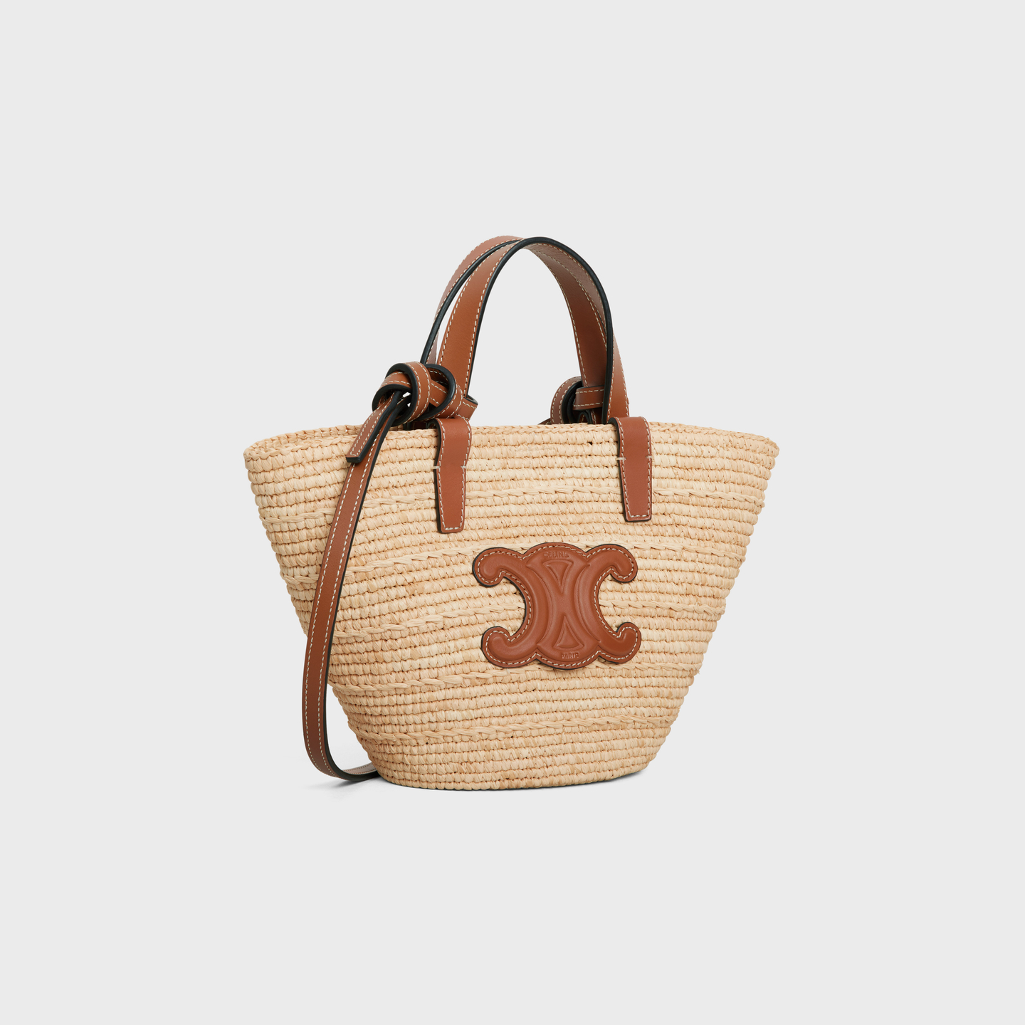 CELINE NANO SUPPLE CELINE CLASSIC PANIER in RAFFIA AND CALFSKIN 10M582DZ2.02NT