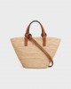 CELINE NANO SUPPLE CELINE CLASSIC PANIER in RAFFIA AND CALFSKIN 10M582DZ2.02NT