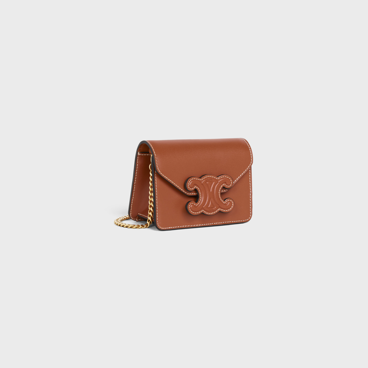 CELINE CARD HOLDER ON CHAIN TRIOMPHE in Shiny calfskin 10J743DPV.04LU