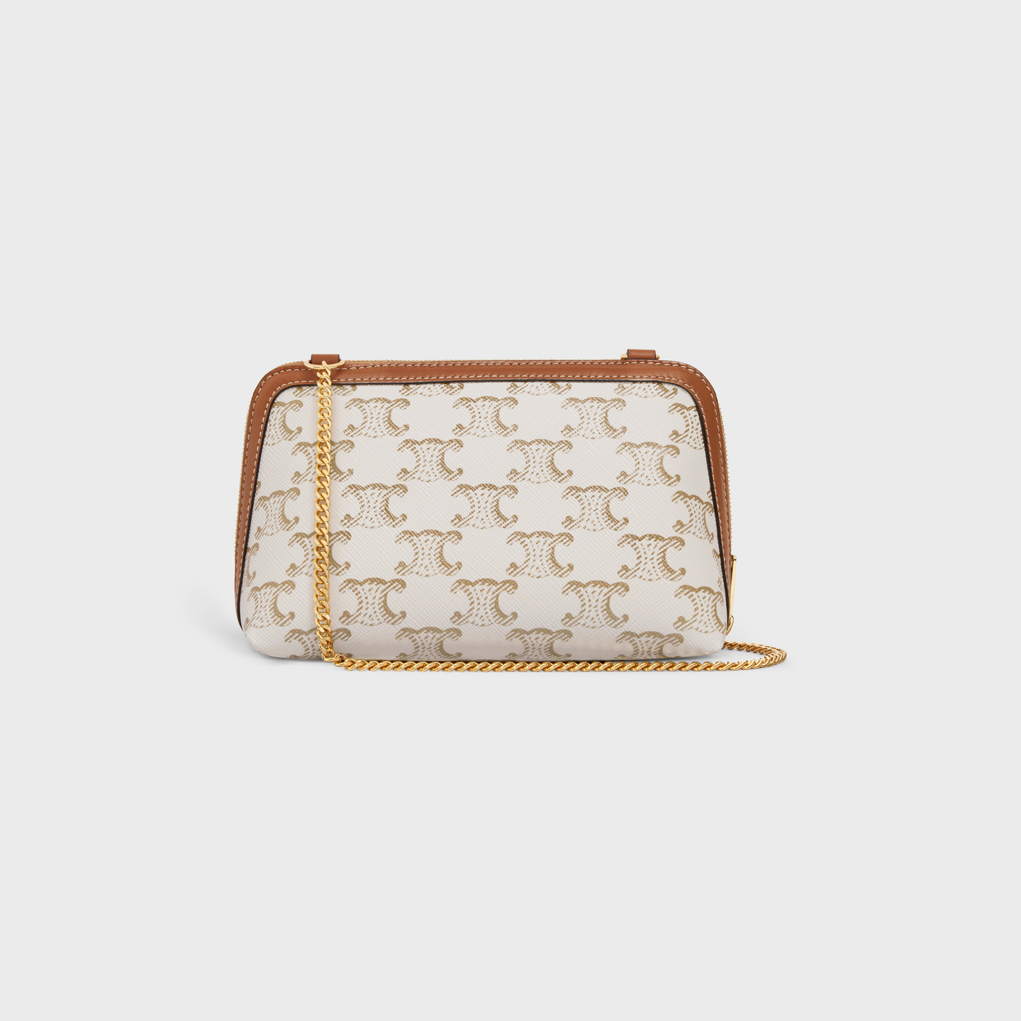 CELINE Clutch with Chain in Triomphe canvas and Lambskin 10E382CBX.01TA