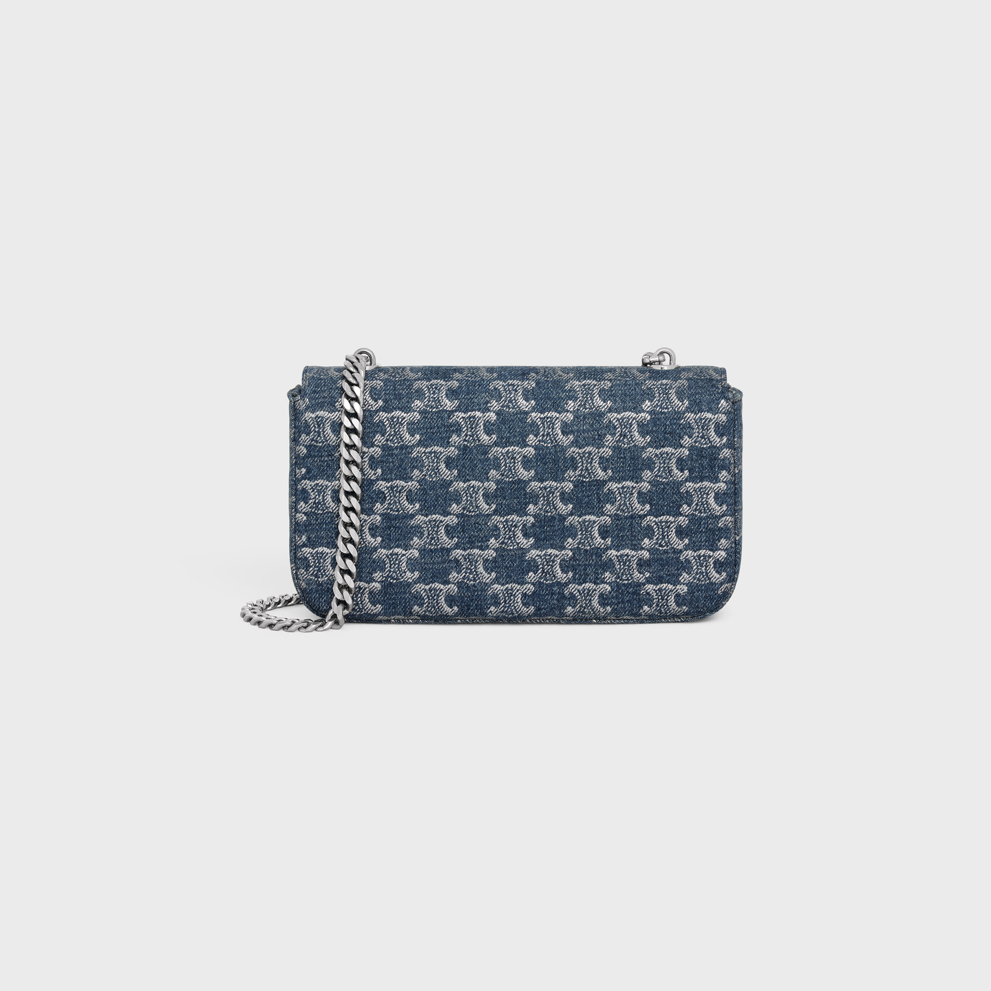 CELINE CHAIN SHOULDER BAG CLAUDE in DENIM WITH TRIOMPHE ALLOVER 115202FLX.05DS