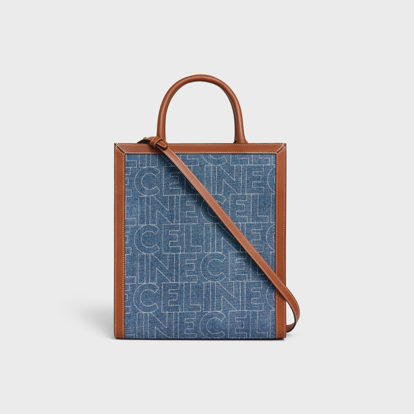 CELINE Small Vertical Cabas Celine in DENIM WITH CELINE ALLOVER print 192082ERM.07AT