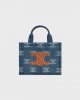 CELINE small cabas thais in DENIM WITH TRIOMPHE ALLOVER EMBROIDERY AND CALFSKIN 199162FED.07AT