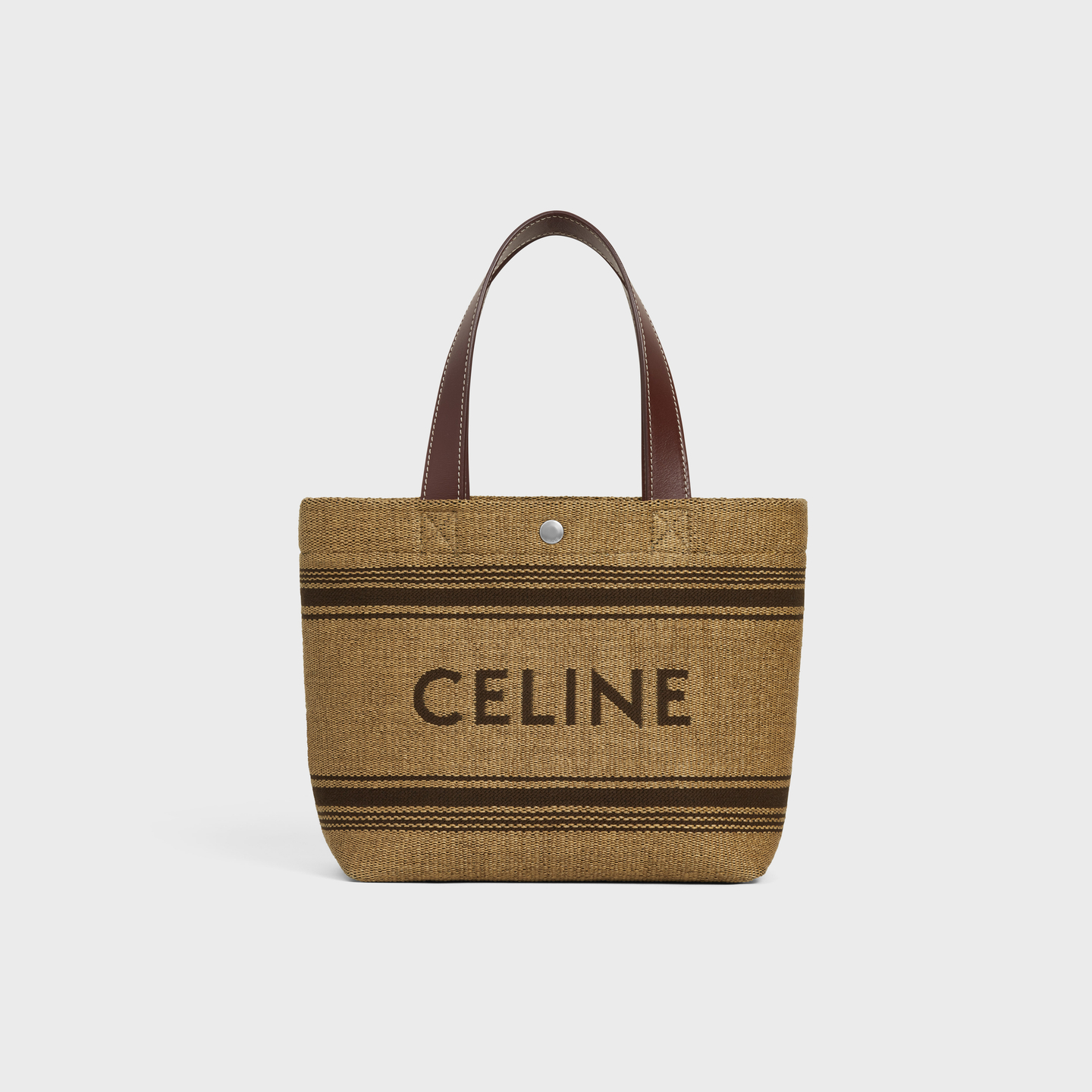 CELINE Mini Cabas in Textile with raffia effect and calfskin 116992FRY.02NU